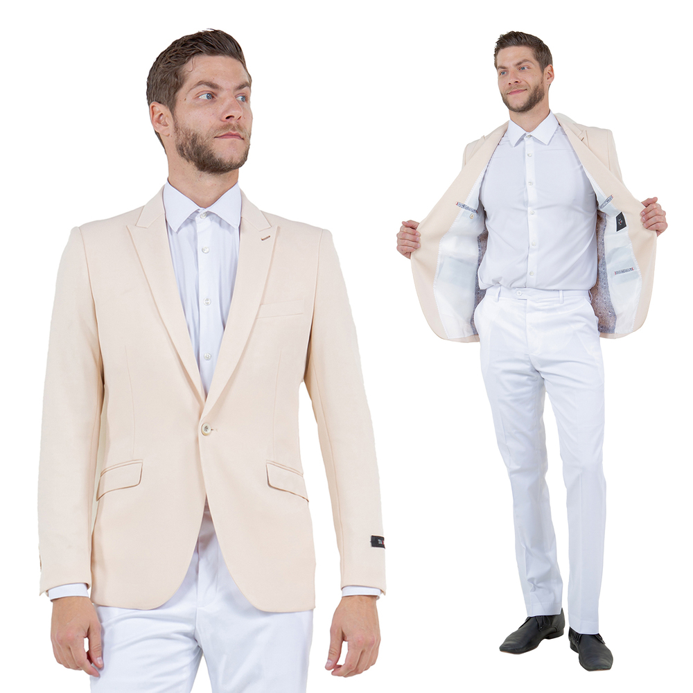 Knit Blazer Only Skinny Fit Mens Jacket, Tan